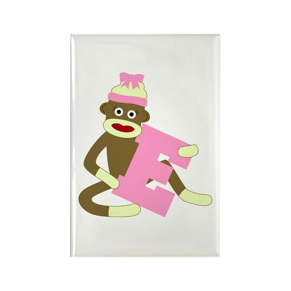 CafePress - Sock Monkey Monogram Girl E - Rectangle Magnet, 2"x3" Refrigerator Magnet