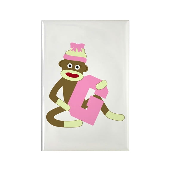 CafePress - Sock Monkey Monogram Girl G - Rectangle Magnet, 2"x3" Refrigerator Magnet