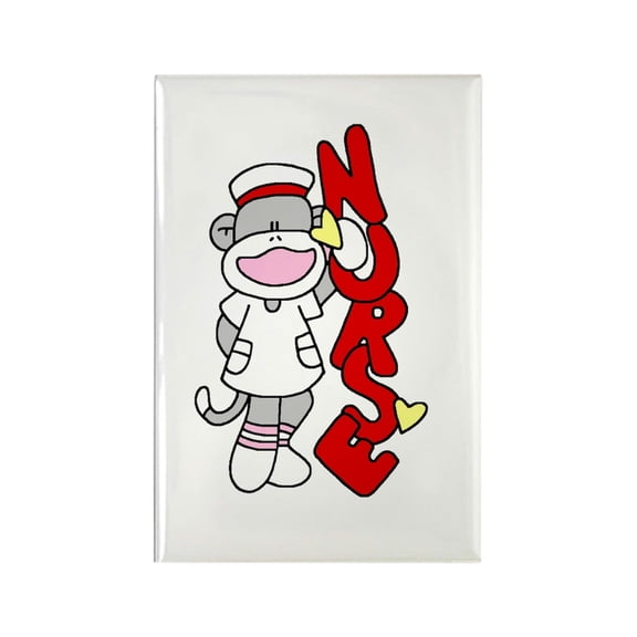 CafePress - Sock Monkey Nurse - Rectangle Magnet, 2"x3" Refrigerator Magnet