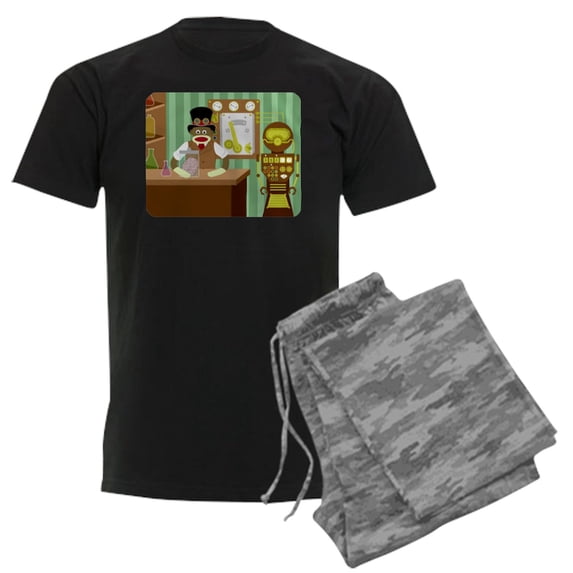 CafePress - Sock Monkey Steampunk Scientist Men's Dark Pajamas - Men's Dark Loose Fit Cotton Pajama Set