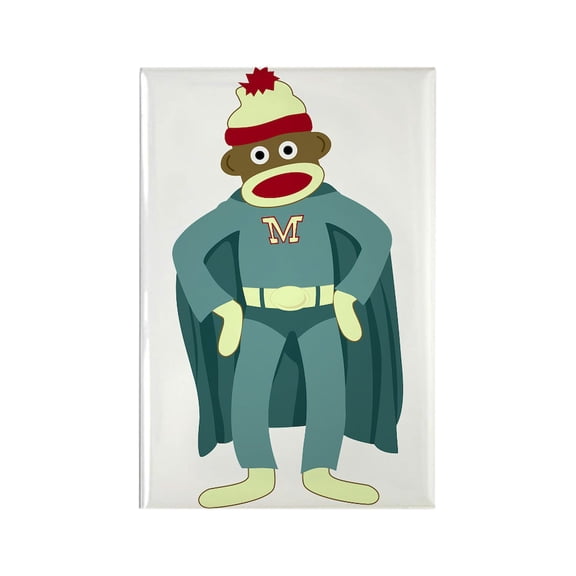 CafePress - Sock Monkey Superhero - Rectangle Magnet, 2"x3" Refrigerator Magnet