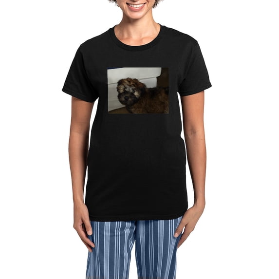 CafePress - Soft Coated Wheat Terrier Puppy Pajamas - Women's Short Sleeve Print T-Shirt and Pants Dark Cotton Pajama Set