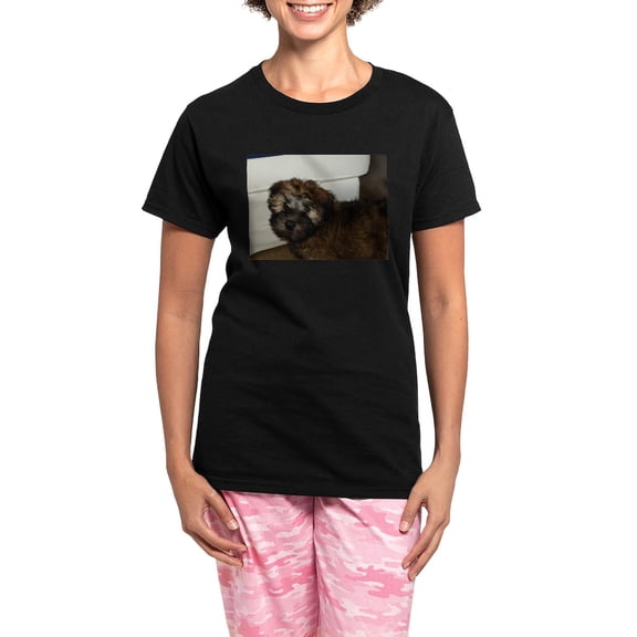 CafePress - Soft Coated Wheat Terrier Puppy Pajamas - Women's Short Sleeve Print T-Shirt and Pants Dark Cotton Pajama Set