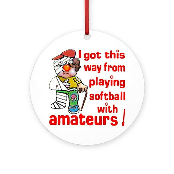 CafePress - Softball Amateurs - Round Wood Ornament 4"