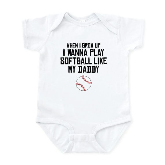 CafePress - Softball Like My Daddy Body Suit - Baby Light Bodysuit, Size Newborn - 24 Months