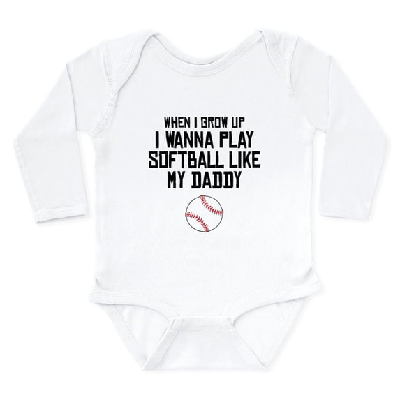CafePress - Softball Like My Daddy Body Suit - Long Sleeve Cotton Baby Bodysuit