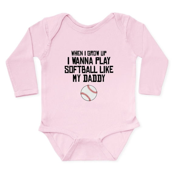 CafePress - Softball Like My Daddy Body Suit - Long Sleeve Cotton Baby Bodysuit
