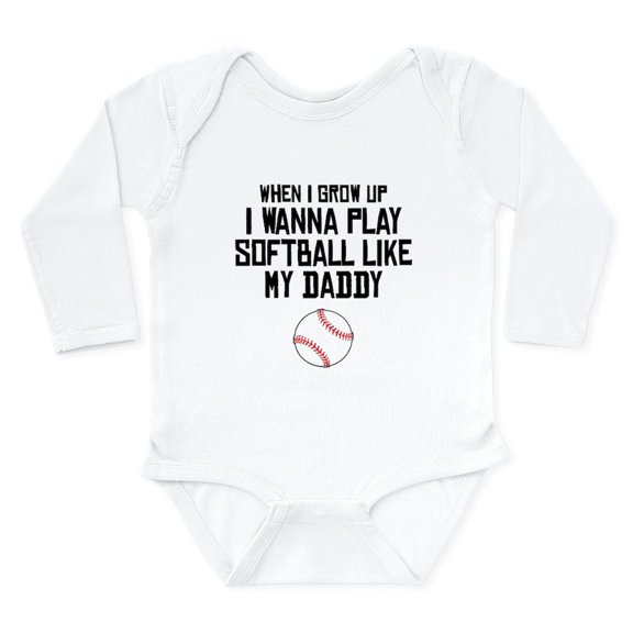 CafePress - Softball Like My Daddy Body Suit - Long Sleeve Cotton Baby Bodysuit
