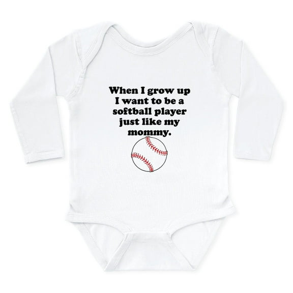 CafePress - Softball Player Like My Mommy Body Suit - Long Sleeve Cotton Baby Bodysuit