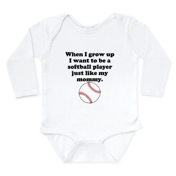 CafePress - Softball Player Like My Mommy Body Suit - Long Sleeve Cotton Baby Bodysuit