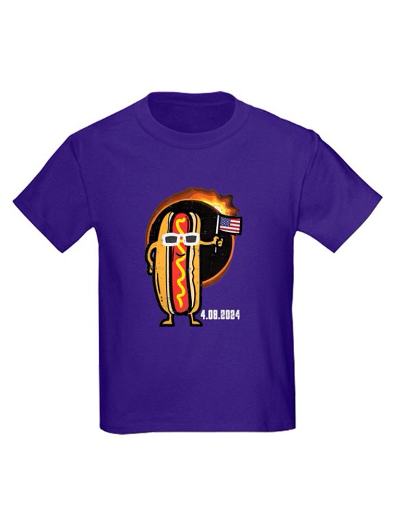 - Solar Eclipse Hotdog US Flag 4.08.24 Men Boys Kids Kids T Shirt - Classic Kids Graphic, Short Sleeve T-Shirt