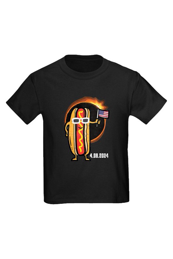 - Solar Eclipse Hotdog US Flag 4.08.24 Men Boys Kids Kids T Shirt - Classic Kids Graphic, Short Sleeve T-Shirt