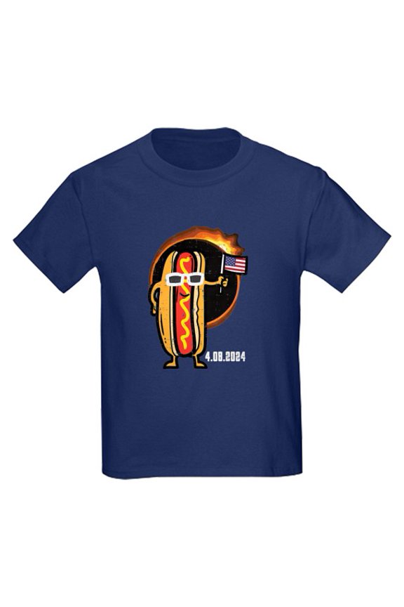 - Solar Eclipse Hotdog US Flag 4.08.24 Men Boys Kids Kids T Shirt - Classic Kids Graphic, Short Sleeve T-Shirt