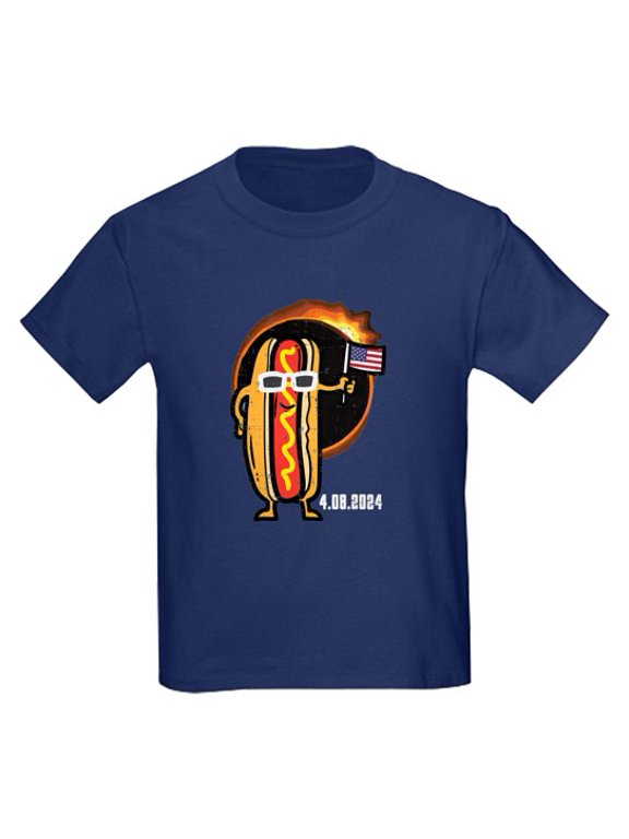 - Solar Eclipse Hotdog US Flag 4.08.24 Men Boys Kids Kids T Shirt - Classic Kids Graphic, Short Sleeve T-Shirt