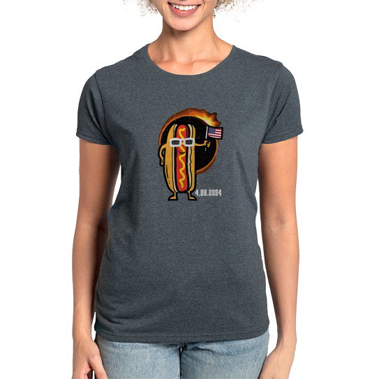 CafePress - Solar Eclipse Hotdog US Flag 4.08.24 Men Boys Kids Women's Value T Shirt - Women's Classic T-Shirt