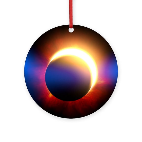 CafePress - Solar Eclipse -  Round Wood Ornament 4"