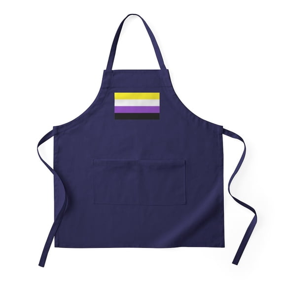 CafePress - Solid Non Binary Pride Flag Apron (Dark) - Kitchen Apron with Pockets, Grilling Apron, Baking Apron