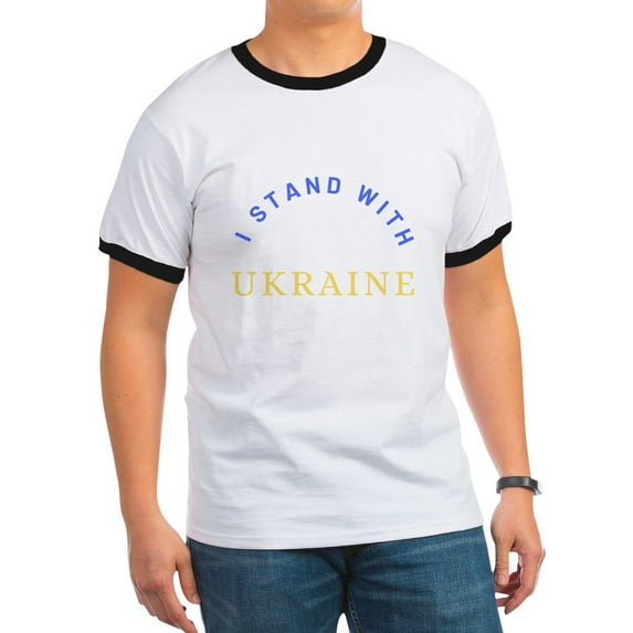 CafePress - Solidarity With UKRAINE T Shirt - 100% Cotton Ringed T-Shirt