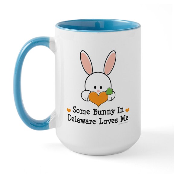 CafePress - Some Bunny In Delaware Loves Me Large Mug - 15 oz Ceramic Large White Novelty Mug