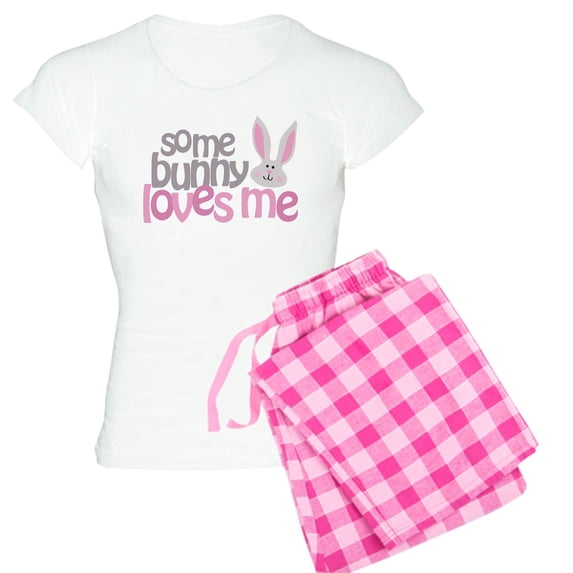 CafePress - Some Bunny Loves Me Women's Light Pajamas - Women's Short Sleeve Print T-Shirt and Pants Light Cotton Pajama Set