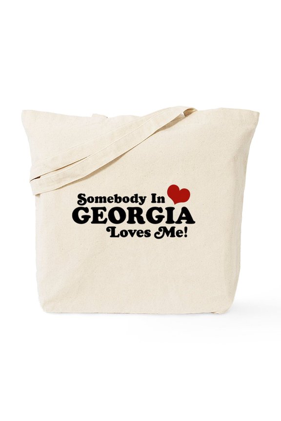 - Somebody In Georgia Loves Me Tote Bag - Unisex Canvas Tote Bag, Beige, 1-Piece