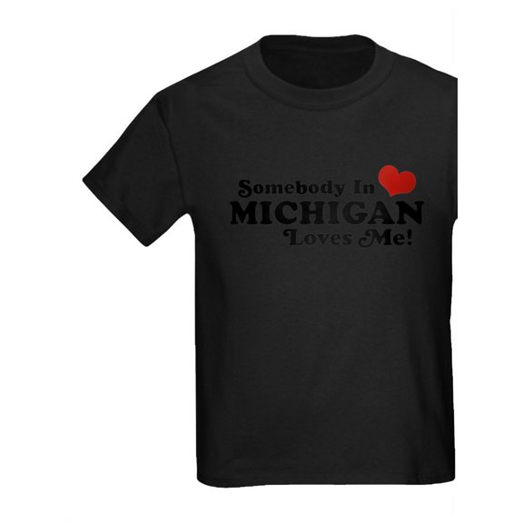 CafePress - Somebody In Michigan Loves Me Kids Dark T Shirt - Dark T-Shirt Kids XS-XL