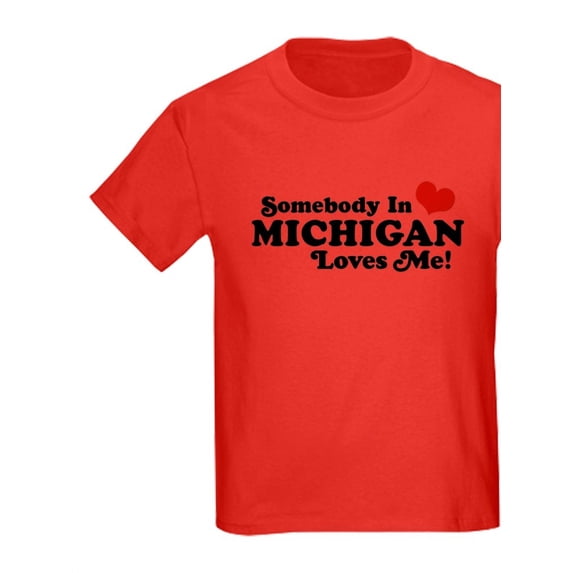 CafePress - Somebody In Michigan Loves Me Kids Dark T Shirt - Dark T-Shirt Kids XS-XL