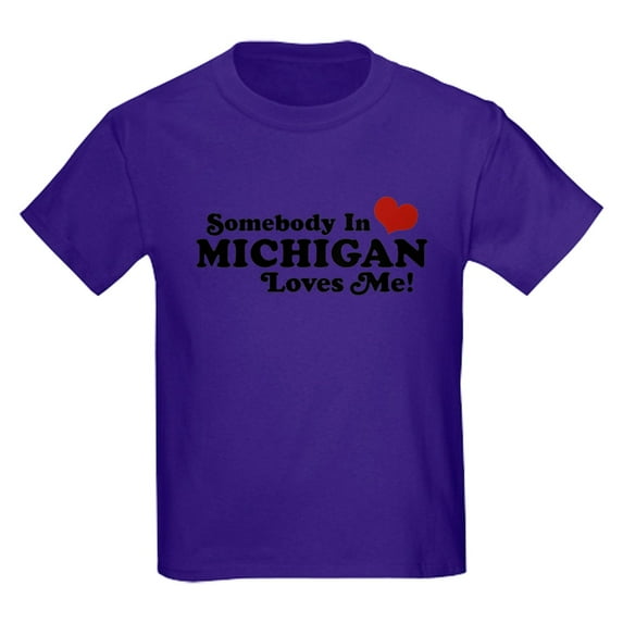 CafePress - Somebody In Michigan Loves Me Kids Dark T Shirt - Dark T-Shirt Kids XS-XL