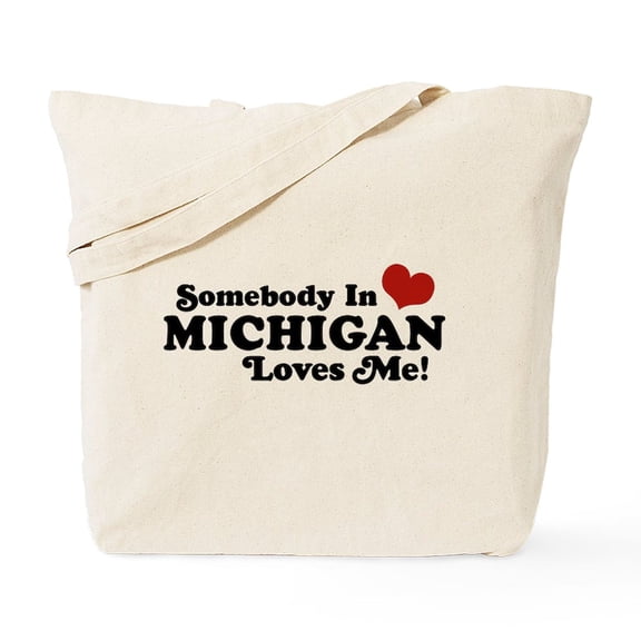CafePress - Somebody In Michigan Loves Me Tote Bag - Unisex Canvas Tote Bag, Beige, 1-Piece