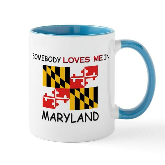 CafePress - Somebody Loves Me In MARYLAND Mug - 11 oz Ceramic Mug - Novelty Coffee Tea Cup