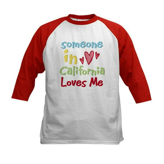 CafePress - Someone In California Loves Me Kids Baseball Jerse - Kids Cotton Baseball Jersey, 3/4 Sleeve Shirt