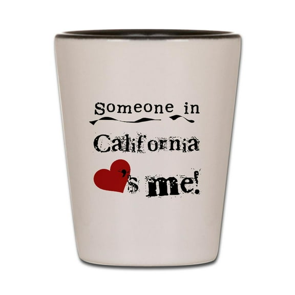 CafePress - Someone In California - White/Black Shot Glass, Unique and Funny Shot Glass