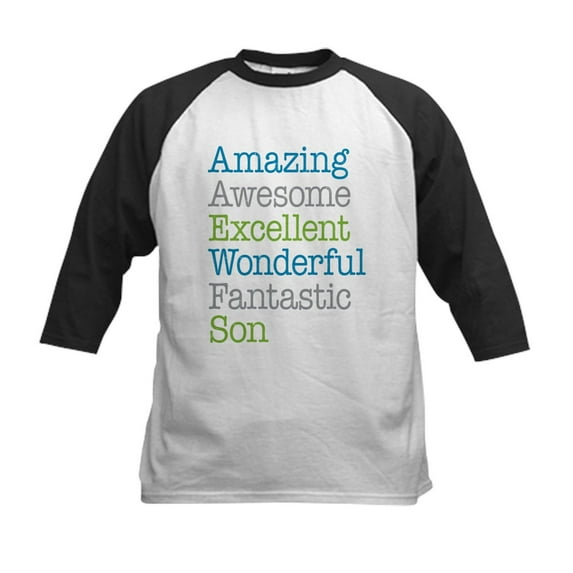 CafePress - Son Amazing Fantastic Kids Baseball Jersey - Kids Cotton Baseball Jersey, 3/4 Sleeve Shirt
