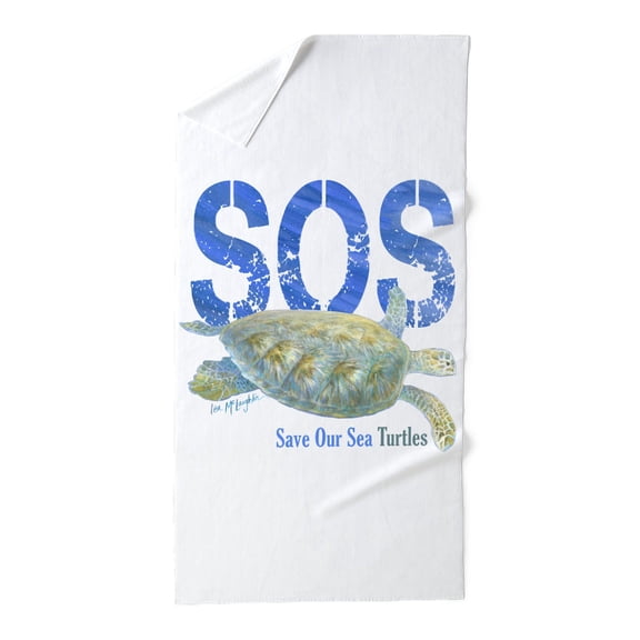 CafePress - Sos Save Our Sea Turtles - Large Beach Towel, Soft 30"x60" Towel with Unique Design