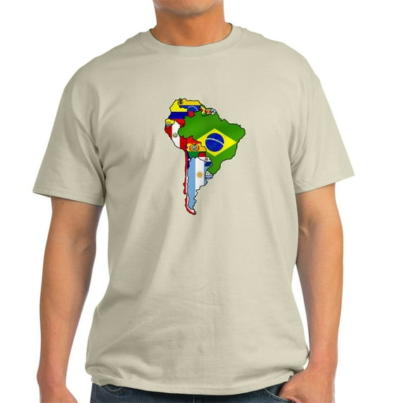CafePress - South America Flag Map Light T Shirt - Men's Classic Graphic T-Shirt