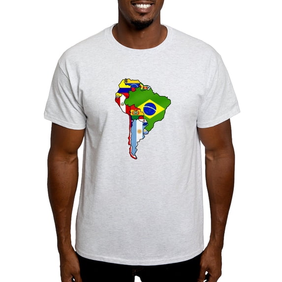 CafePress - South America Flag Map Light T Shirt - Men's Classic Graphic T-Shirt