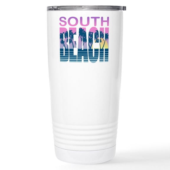 CafePress - South Beach Stainless Steel Travel Mug - Insulated Stainless Steel Travel Tumbler 20 oz.