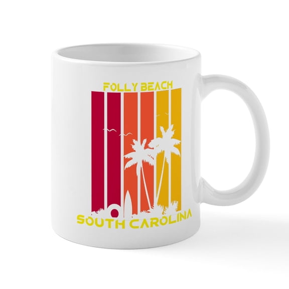 CafePress - South Carolina Folly Beach Mugs - 11 oz Ceramic Mug - Novelty Coffee Tea Cup