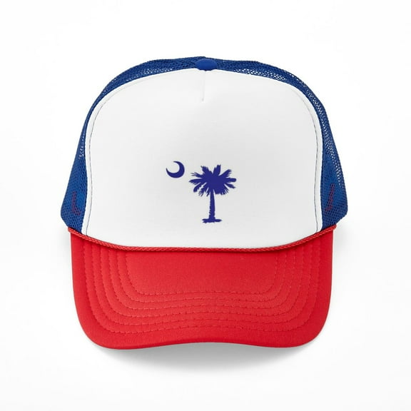 CafePress - South Carolina Palm Tree State Flag - Adjustable Unisex Printed Trucker Hat with Mesh Back