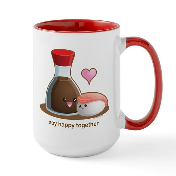 CafePress - Soy Happy Ceramic Mug - 15 oz Ceramic Large Mug