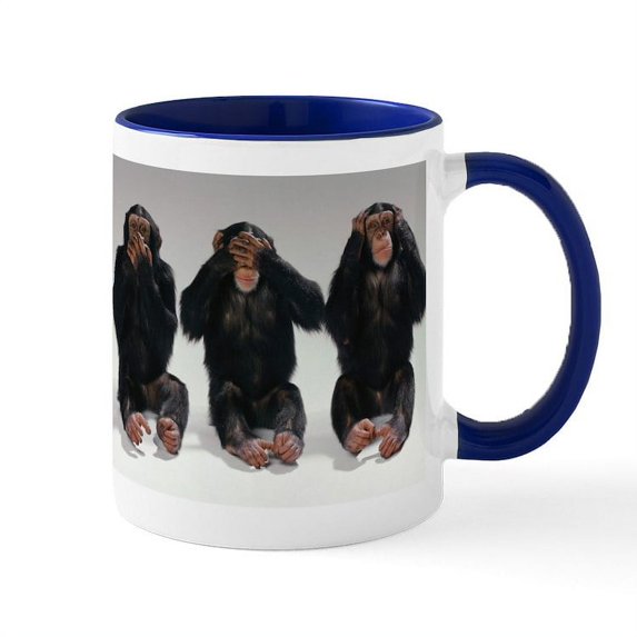CafePress - Speak No Evil, See No Evil, Hear No Evil Mugs - 11 oz Ceramic Mug - Novelty Coffee Tea Cup