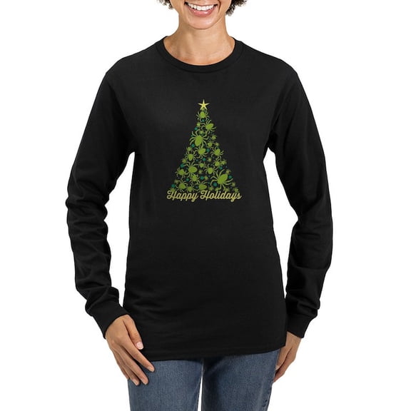 CafePress - Spider Christmas Tree Long Sleeve T Shirt - Women's Long Sleeve Graphic Tee Casual Fit