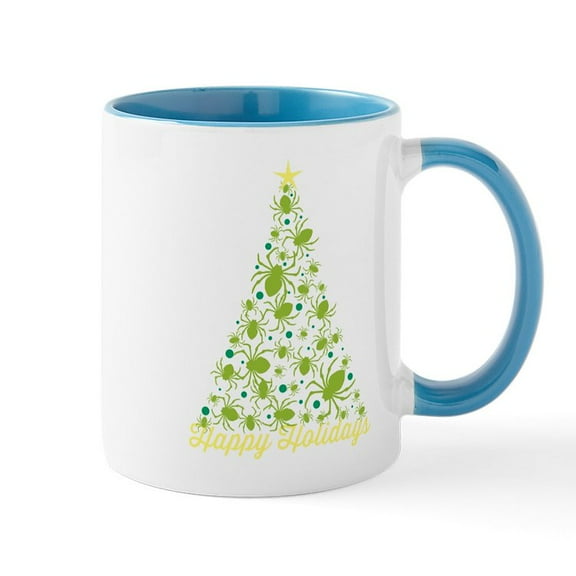CafePress - Spider Christmas Tree Mugs - 11 oz Ceramic Mug - Novelty Coffee Tea Cup