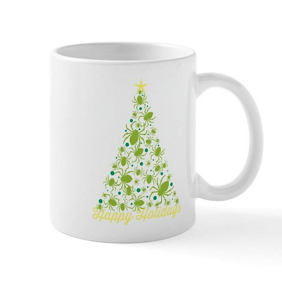 CafePress - Spider Christmas Tree Mugs - 11 oz Ceramic Mug - Novelty Coffee Tea Cup