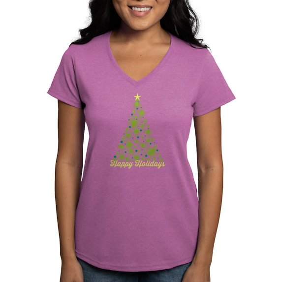 CafePress - Spider Christmas Tree T Shirt - Women's V-Neck Dark T-Shirt
