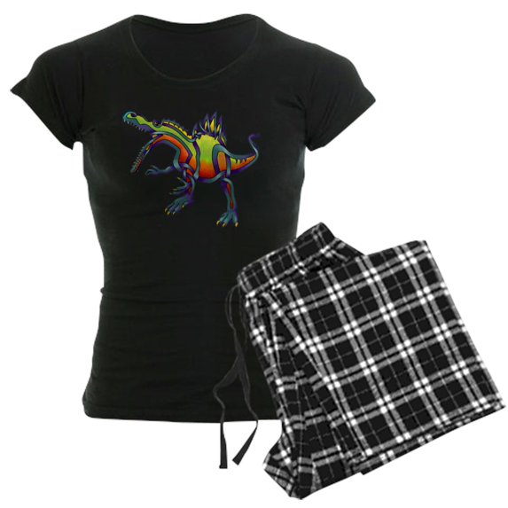 CafePress - Spinosaurus Pajamas - Women's Short Sleeve Print T-Shirt and Pants Dark Cotton Pajama Set