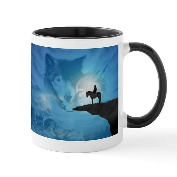 CafePress - Spirit Of The Wolf Mugs - 11 oz Ceramic Mug - Novelty Coffee Tea Cup