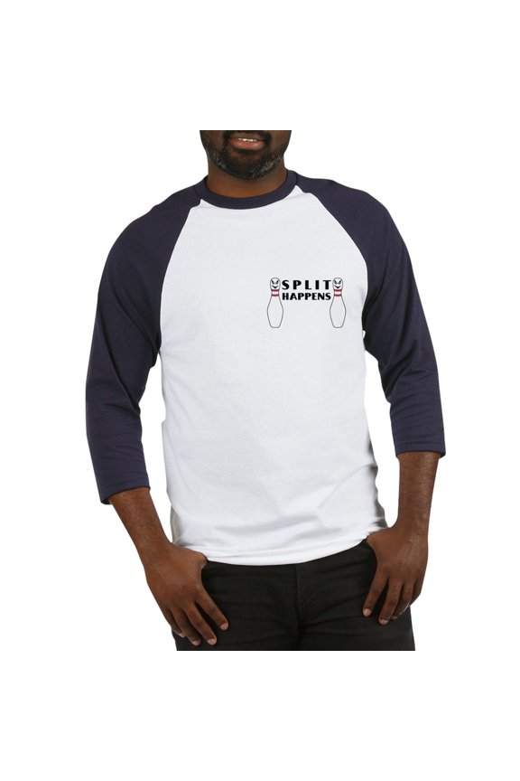 - Split Happens Baseball Jersey - Cotton Baseball Jersey, 3/4 Raglan Sleeve Shirt