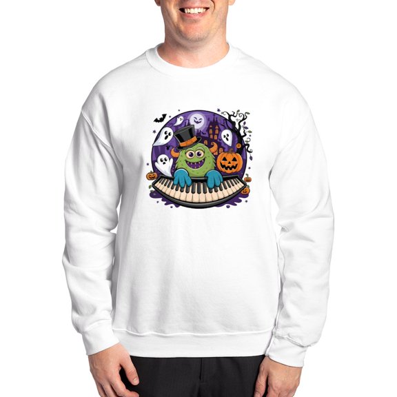 CafePress - Spooky & Fun Whimsical Halloween Cartoon - Crew Neck Sweatshirt