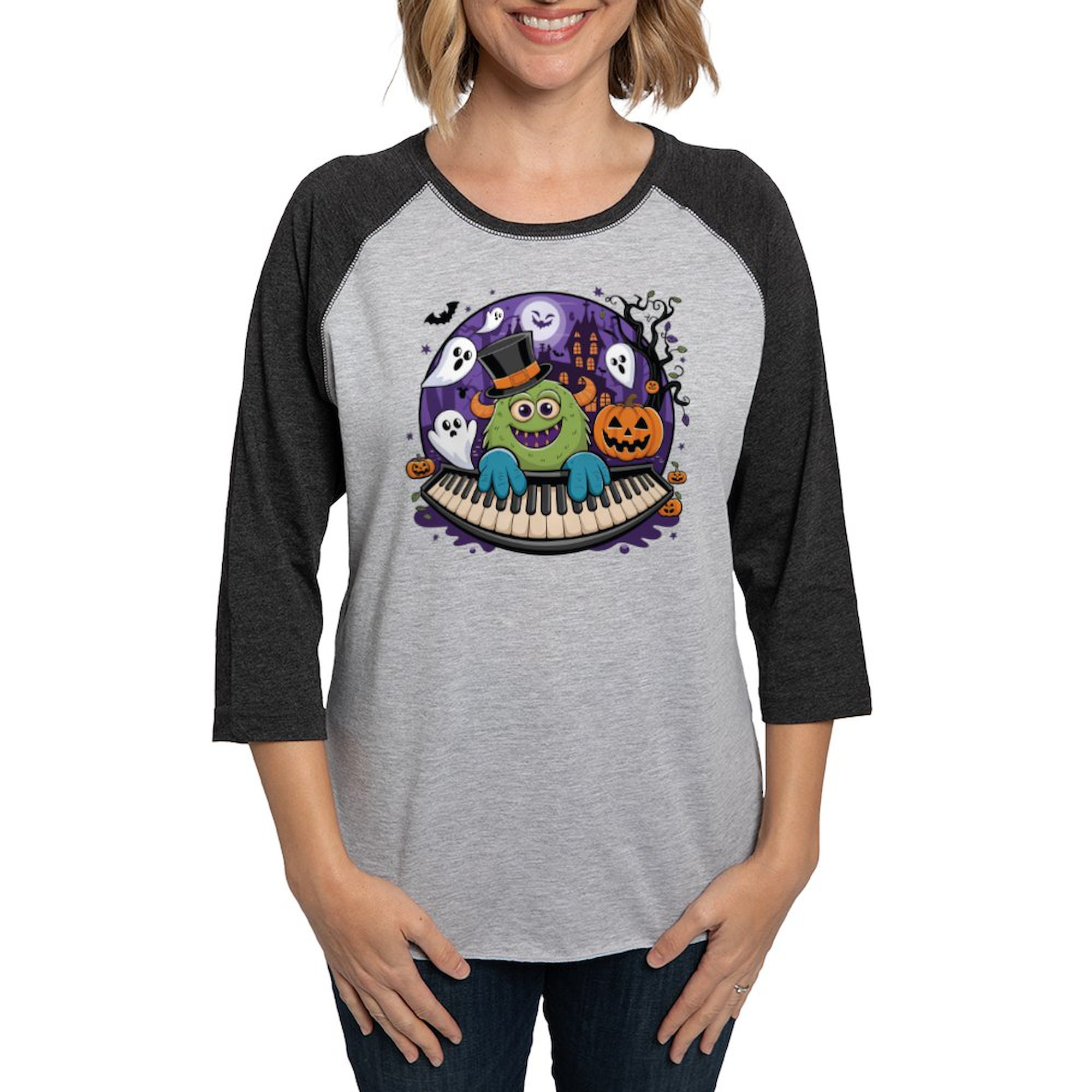 CafePress - Spooky & Fun Whimsical Halloween Cartoon Women's Baseball T Shirt - Womens Baseball Tee